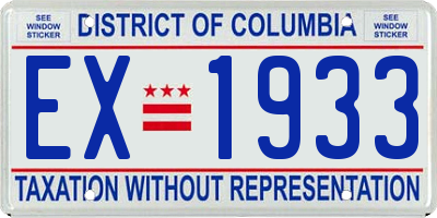 DC license plate EX1933