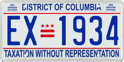 DC license plate EX1934