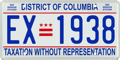 DC license plate EX1938