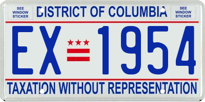 DC license plate EX1954