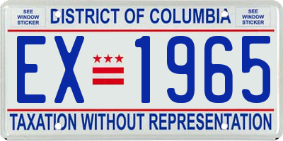 DC license plate EX1965