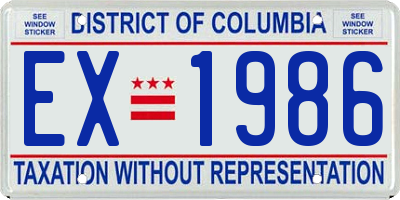 DC license plate EX1986
