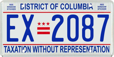 DC license plate EX2087