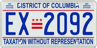 DC license plate EX2092