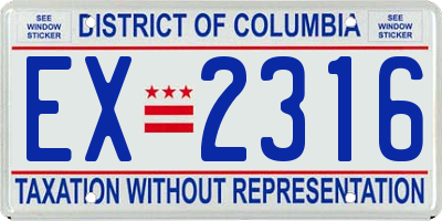 DC license plate EX2316