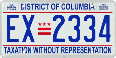 DC license plate EX2334