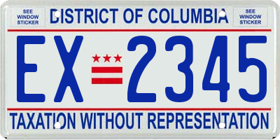 DC license plate EX2345