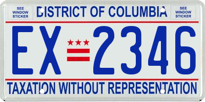 DC license plate EX2346