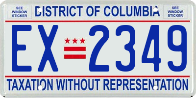 DC license plate EX2349