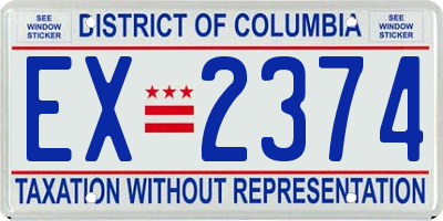 DC license plate EX2374