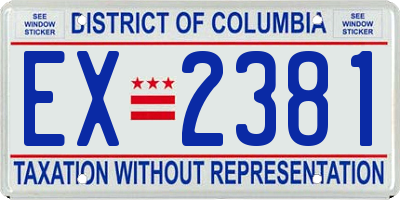 DC license plate EX2381