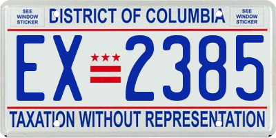 DC license plate EX2385