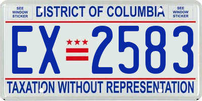DC license plate EX2583