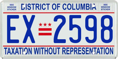 DC license plate EX2598