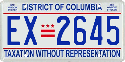 DC license plate EX2645