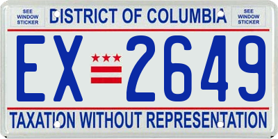 DC license plate EX2649