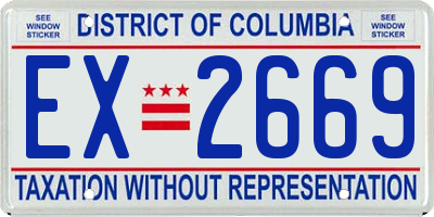 DC license plate EX2669