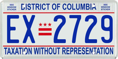 DC license plate EX2729