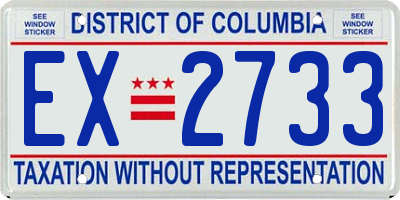 DC license plate EX2733