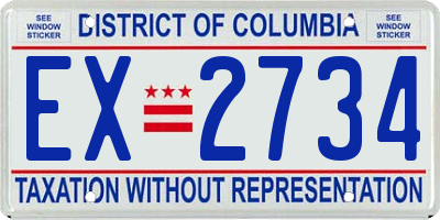 DC license plate EX2734