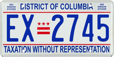 DC license plate EX2745