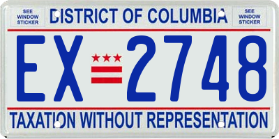 DC license plate EX2748