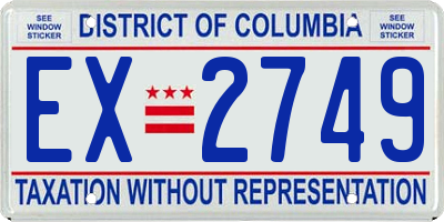 DC license plate EX2749