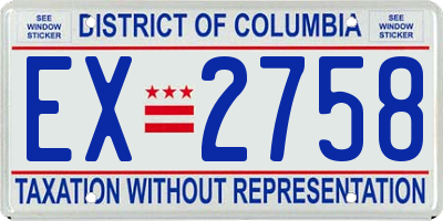 DC license plate EX2758