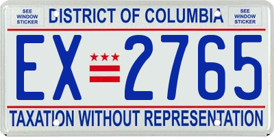 DC license plate EX2765