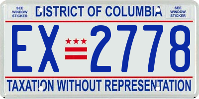 DC license plate EX2778