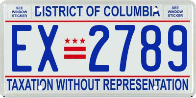 DC license plate EX2789