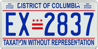 DC license plate EX2837