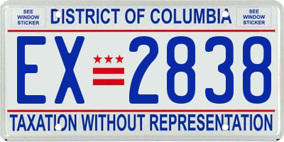 DC license plate EX2838