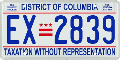 DC license plate EX2839