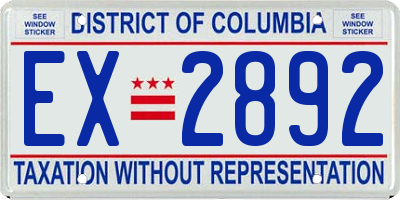 DC license plate EX2892