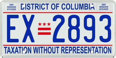 DC license plate EX2893