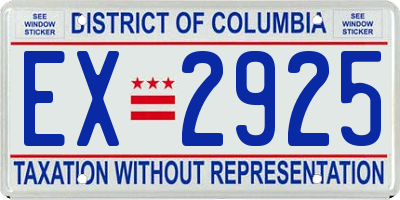 DC license plate EX2925