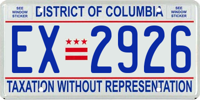 DC license plate EX2926