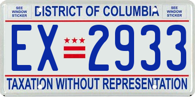 DC license plate EX2933