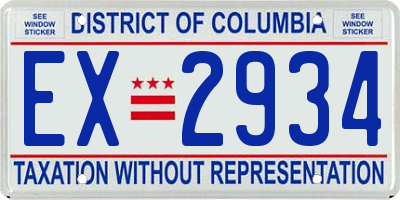 DC license plate EX2934
