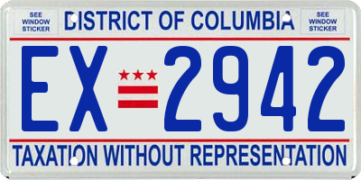 DC license plate EX2942
