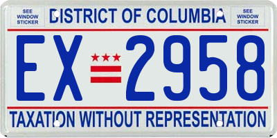 DC license plate EX2958