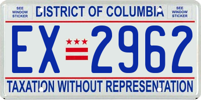 DC license plate EX2962
