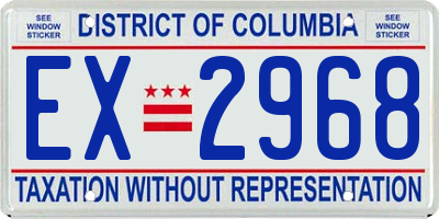 DC license plate EX2968
