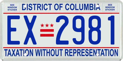 DC license plate EX2981