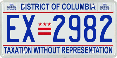 DC license plate EX2982