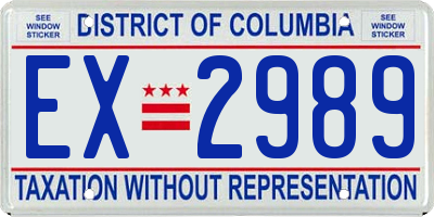 DC license plate EX2989