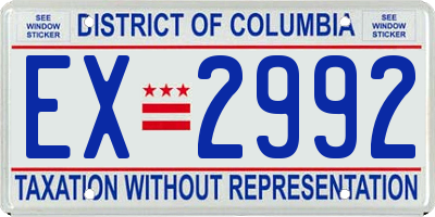 DC license plate EX2992