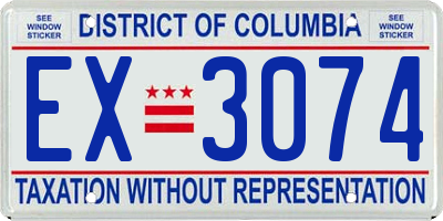DC license plate EX3074