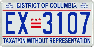 DC license plate EX3107